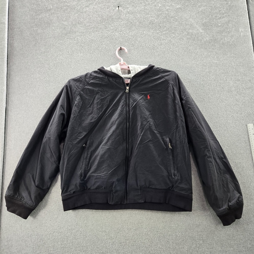 Polo Sport Ralph Lauren Men Jacket XXL Black Cotton Nylon Logo Zipper Long READ